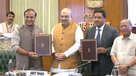 70 Resolved Amit Shah As Assam Meghalaya Sign Pact Over Decades Old