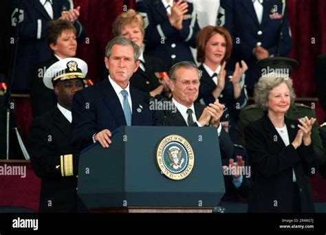 Us Navy President George W Bush Gets A Standing Ovation During His