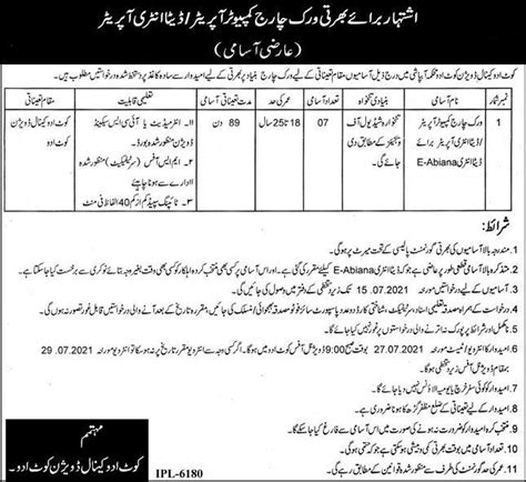 Canal Division Irrigation Department Computer Operator Jobs Job