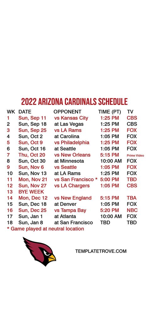 Arizona Cardinals 2024 2024 Schedule Meryl Suellen