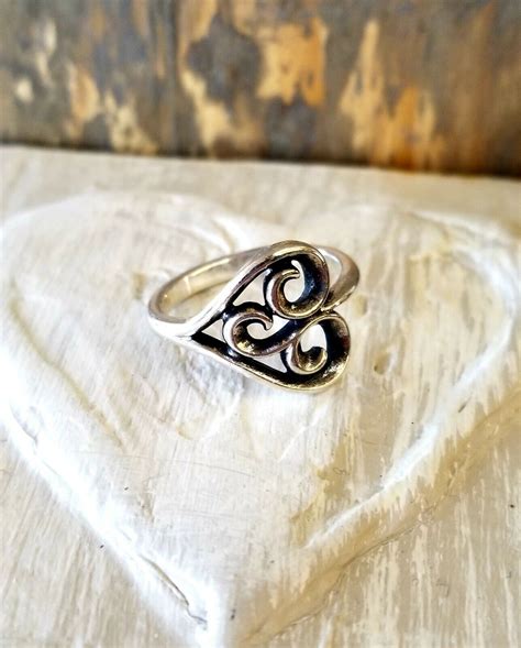 Retired James Avery Scrolled Heart Ring Size Neat P Gem