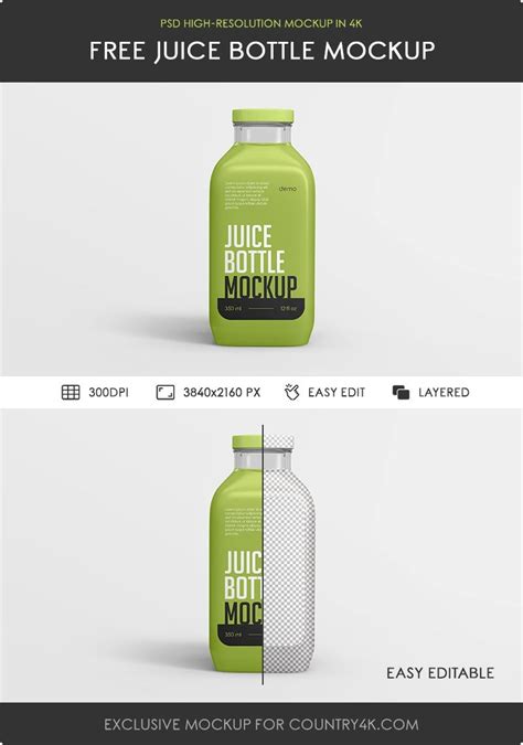 Juice bottle mockup PSD - mockups design Free Bottle Mockups Design product