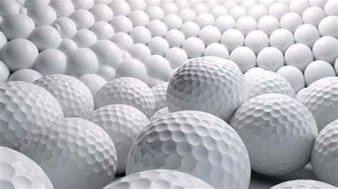 Close Up View Of White Golf Ball Surface Wall In 3d Render Background