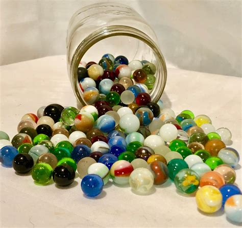 Vintage Glass Marbles Lot of 114-Colorful Glass Marbles of Various ...