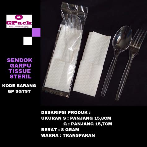 Jual Sendok Garpu Plastik Set Tissue Steril Transparan Gp Sgtst