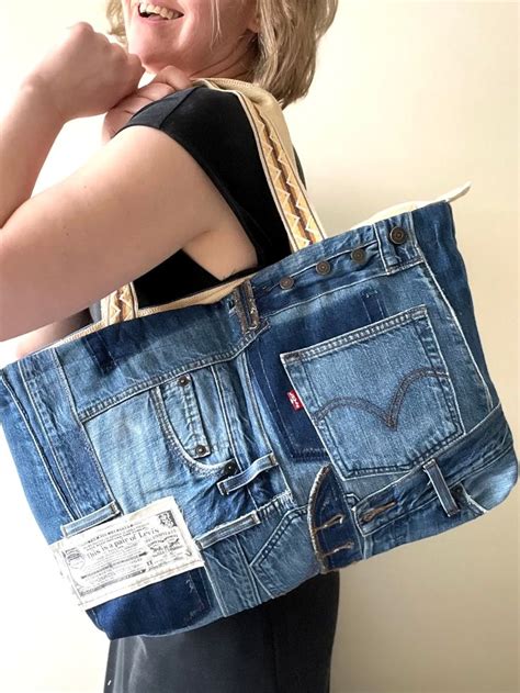 Denim Bag Denim Shoulder Bag Recycled Up Cycled Denim Recycled