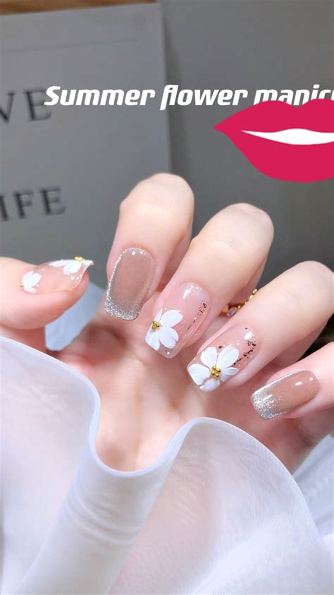 Summer Manicure Recommendation Nude Color Ice Tea Flower Manicure Hoa C C M Ng Tay Hoa