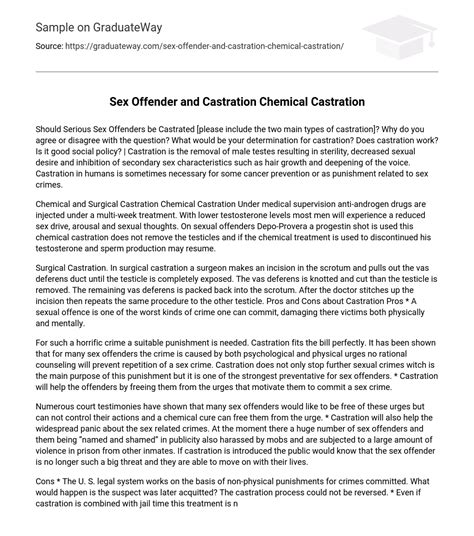 Sex Offender And Castration Chemical Castration Essay Example