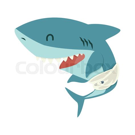 Cute Baby Shark Flat Icon Stock Vector Colourbox