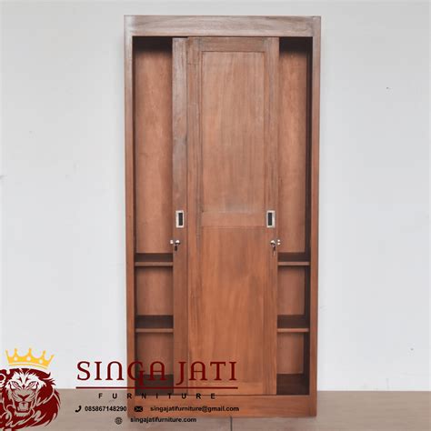 Jual Lemari Baju Sliding Pintu Minimalis Kayu Jati Terbaik