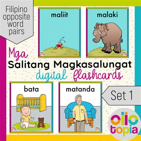 mga salitang magkasalungat digital flashcards  oliotopia tpt