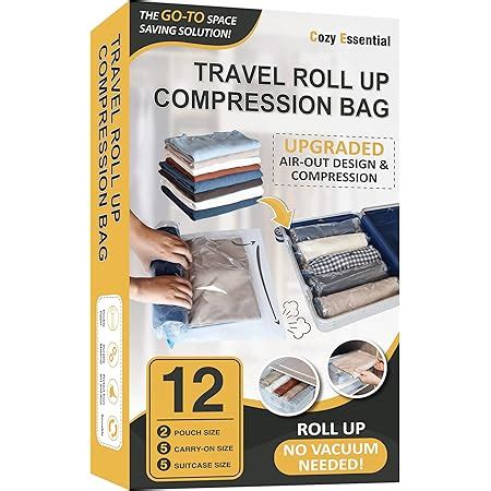 Amazon 12 Travel Compression Bags Vacuum Packing Roll Up Space