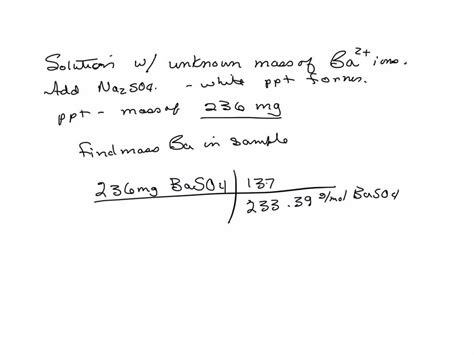 Solved A Solution Contains An Unknown Mass Of Dissolved Barium Ions