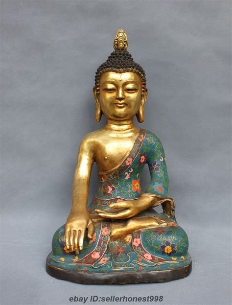 Tibet Buddhist Tathagata Bronze Copper Cloisonne Sakyamuni Buddha