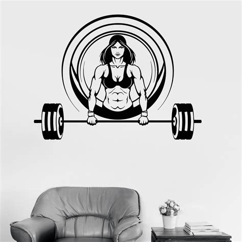 Vinyl Wall Decal Woman Muscled Bodybuilding Fitness Sport Gym Stickers