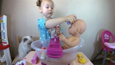 ♥ Кукла БЕБИ БОРН, Евочка купает куклу БЕБИ БОН Новая интерактивная ...