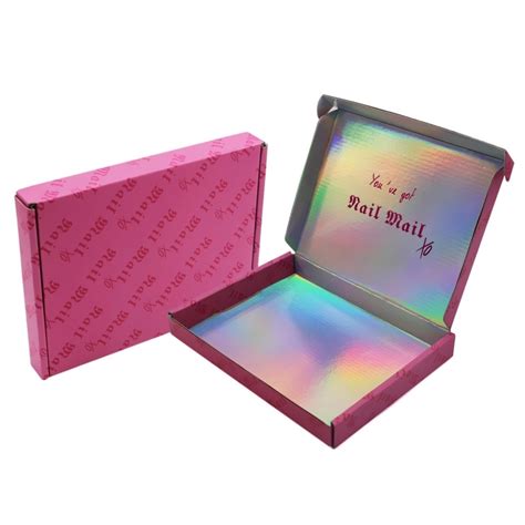 Custom Small D Holographic Packaging Shipping Pink Mailer Boxes