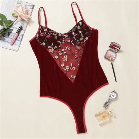 Newest Flower Embroidered Velvet Lace Insert Lingerie Latex Sexy Lace Bodysuit Buy Sexy Lace