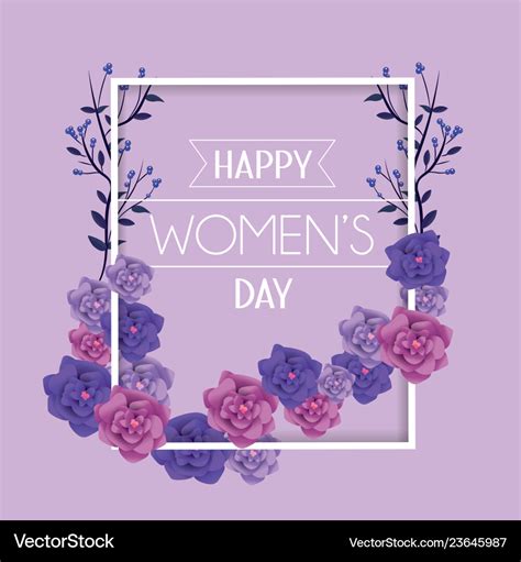 Frame With Roses Decoration To Womens Day Vector Image