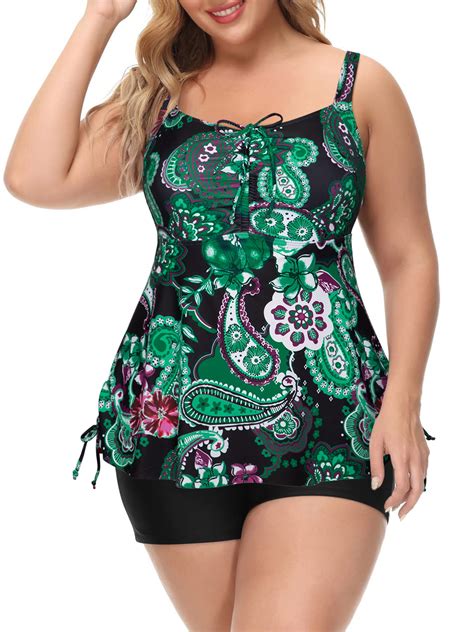 Rivelino Women Plus Size Bathing Suits Paisley Print Two Piece Swimsuit