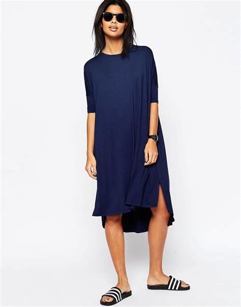 Image 4 Of Asos Oversize T Shirt Dress With Curved Hem Oversized T