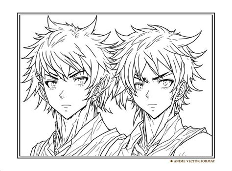 Livro De Colorir Anime - Ilustração de livro para colorir desenhada à mão de anime | Vetor Premium
