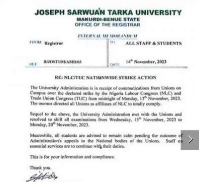 Joseph Sarwuan Tarka University announces the new date for postponed ...