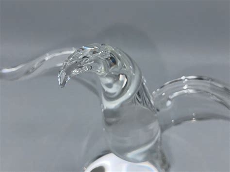 A Steuben Crystal Art Glass Eagle Statue On Globe Signed