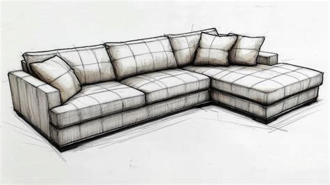 Hand Drawn Sketch of a Sectional Sofa | Premium AI-generated image