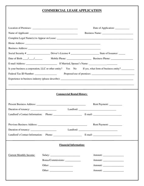 Commercial Lease Application ≡ Fill Out Printable PDF Forms Online 
