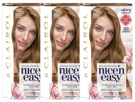 Clairol Nice N Easy Permanent Hair Color 7G Dark Golden Blonde 3 Pack Walmart Walmart