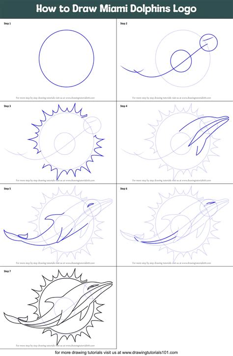 How to Draw Miami Dolphins Logo printable step by step drawing sheet ...