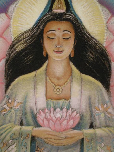 Kuan Yin Lotus Buddha Art Poster Goddess Buddhist Meditation Spiritual