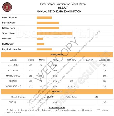 Bihar Board 10th Result 2024 Online Kial Selina