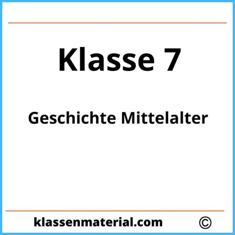 Arbeitsbl Tter Geschichte Klasse Mittelalter Pdf