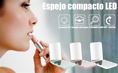 Llxxm Espejo De Bolsillo X X Aumento Led Espejo Compacto Maquillaje