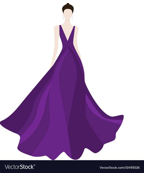 Fashionl Brunette Woman In Stylish Evening Dress Vector Image