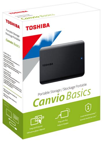 Portable Hard Drive Toshiba Canvio Basics HDDs Up To 4TB Storage