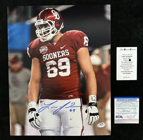 Philadelphia Eagles Oklahoma Sooners Lane Johnson Autographed 11 X 14