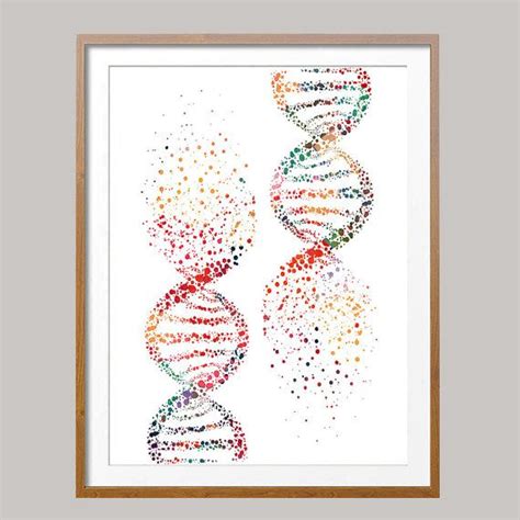 Dna Molecule Art Print Dna Double Helix Genetic Watercolor Etsy