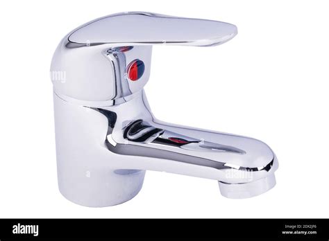 A Modern Faucet A Cold Hot Water Mixer Tap For Bathroom And Kitchen Isolated On A White