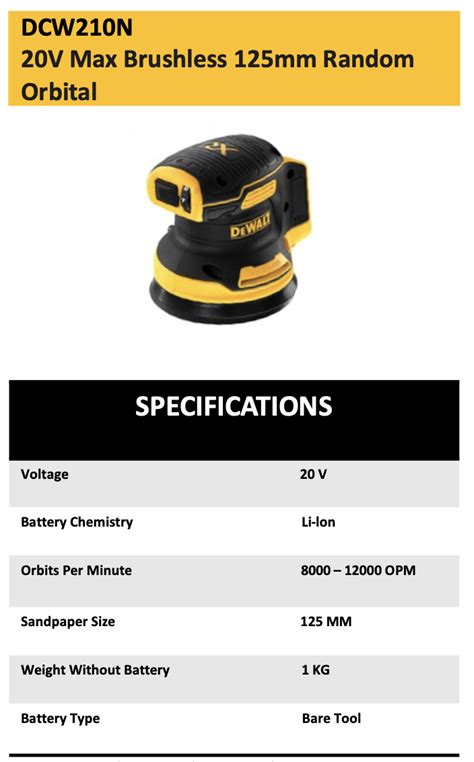 Dewalt DCW210N 20V Max Brushless 125mm Random Orbital (Bare Unit) | Dk ...
