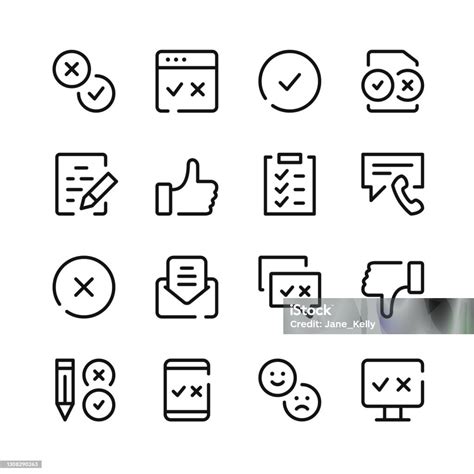 survey icons vector  icons simple outline symbols set stock