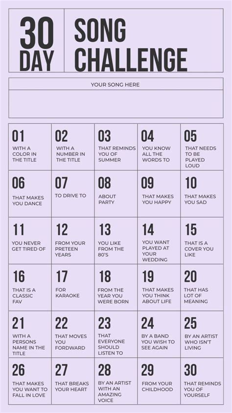 Edit Free 30 Day Song Challenge Instagram Story Template