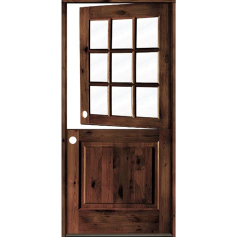 Modern Farmhouse Knotty Alder 9 Lite Glass Wood Dutch Door Krosswood