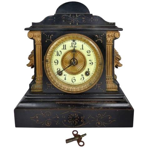 19th Century Mantel Clock Bronze Gilt Statue By Ansonia Clock Company Ansonia Clock Mantel