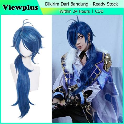 Jual Wig Kaeya Cosplay Genshin Impact Cm Rambut Biru Panjang Dewasa