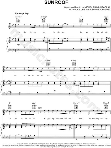 Nicky Youre And Dazy Sunroof Sheet Music In Bb Major Download And Print