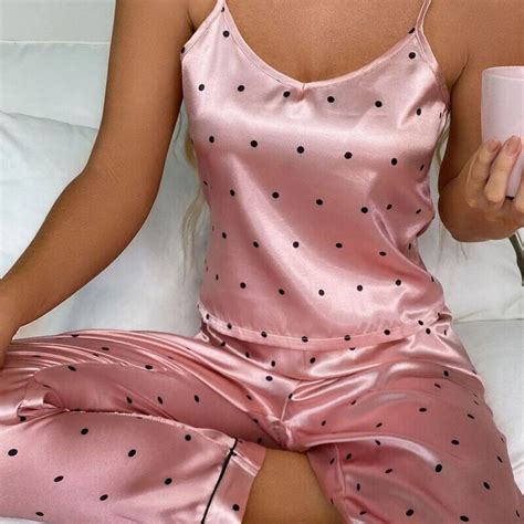 Womens Sexy Lingerie Silk Pajamas Set Sleepwear Satin Cami Vest Nightwear Pyjama EBay