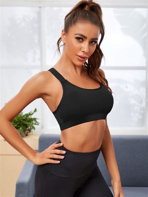 Medium Support Criss Cross Back Sports Bra Shein Usa